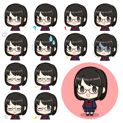 表情套装的女孩在学校制服