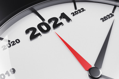 用滴答的手表来比喻2021年新年倒计时。年的概念