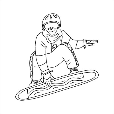 滑雪板在空中做魔术涂鸦插图