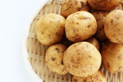 新鲜日本春天新土豆竹篮