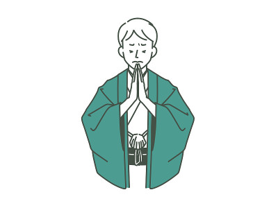 一名身穿和服的男子绝望地祈祷