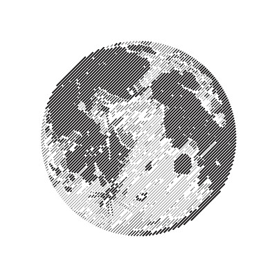 月亮，线条设计，未扩展的笔触