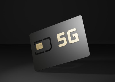 黑色5g sim卡。三维演示