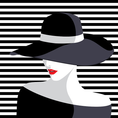 Woman wearing big hat