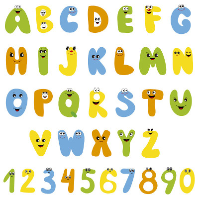 卡通字母和数字。
