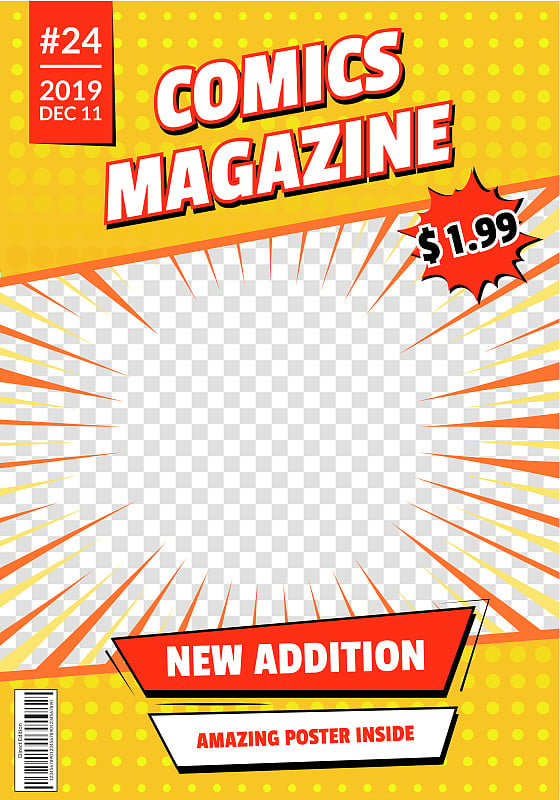 Comic Book Cover Page Empty Template Mockup Design