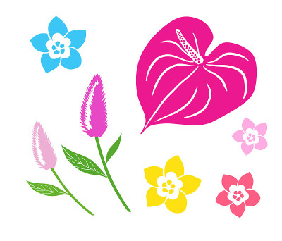 热带花卉图标套装