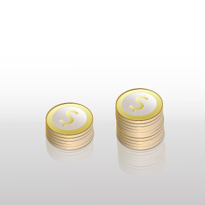矢量插图的黄金硬币。货币孤立在透明的背景下。