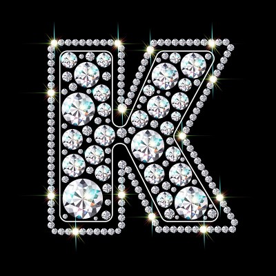 由闪亮的钻石制成的字母K