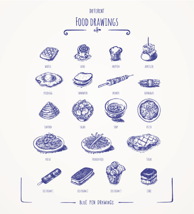 不同的食物图纸