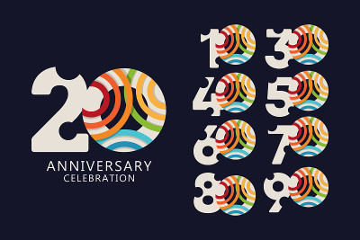 20周年庆典标志矢量模板设计插图