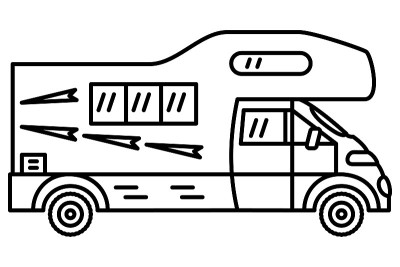 旅行车，旅行房车，家庭露营。矢量图标，轮廓，孤立