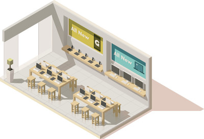 矢量等距小工具商店