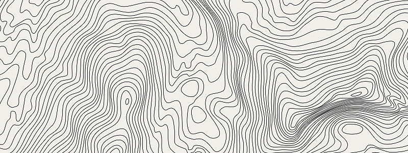 风格化高度的地形图等高线插图。