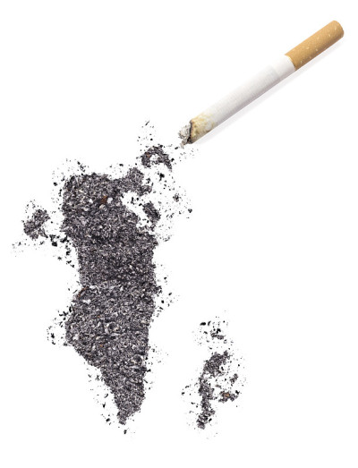 形状为巴林和香烟的烟灰(系列)。