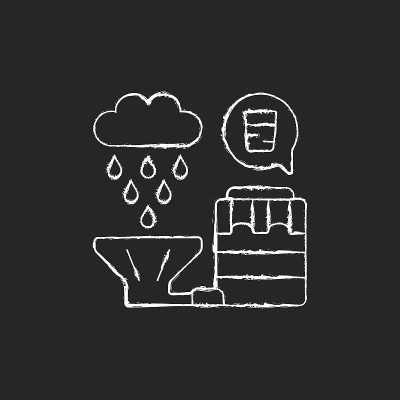 回收雨水粉笔白色图标在黑暗的背景