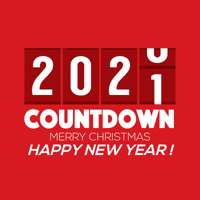 2021年新年卡片里程表风格矢量插图。