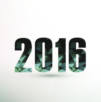 2016年新年低聚风格。矢量插图。