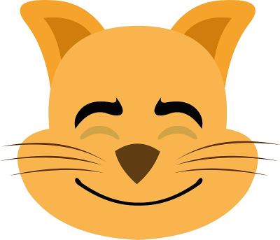 矢量插图卡通猫的头与一个愉快的表情和眼睛闭上