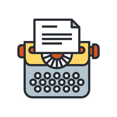 打字机矢量图标在平面风格。