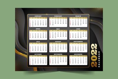 纸上风格抽象2022年日历抽象设计矢量插图