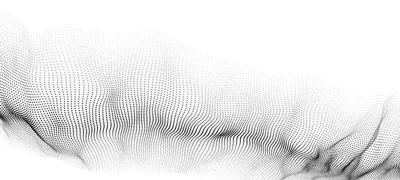 运动粒子的波在白色背景上的抽象矢量3d插图。