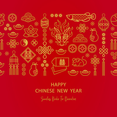 Banner with a outline symbols in the Chinese style