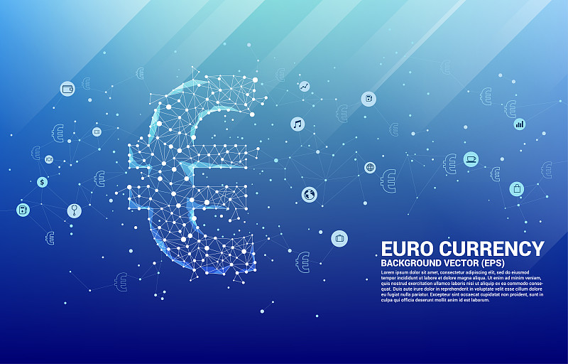 Vector money euro currency icon from Polygon dot c