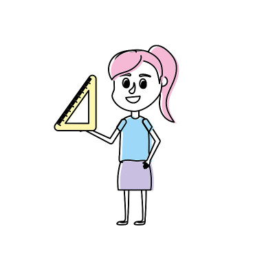 女孩的发型设计和学校的工具在手