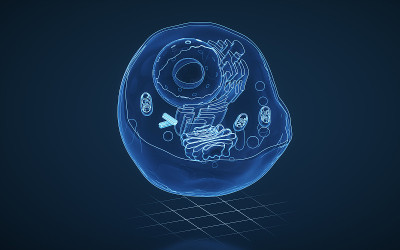 动物细胞的内部结构，3d渲染。