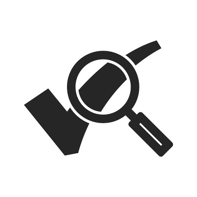 Outline Icon - Magnifier check mark
