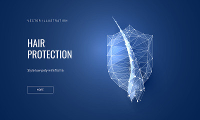 Hair protection concept in futuristic polygonal st