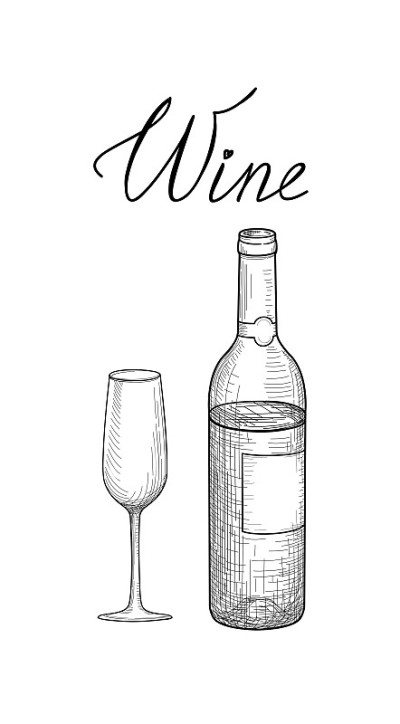 酒具。酒杯，酒瓶，刻字。咖啡馆菜单。酒卡sk
