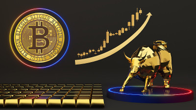 投资比特币业务，黄金牛市和牛市图表在牛市投资和商业世界的盈利能力