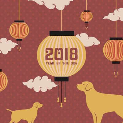春节贺卡或邀请海报。狗年