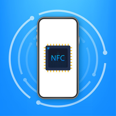 非接触式无线支付标志标志。NFC技术。矢量插图。