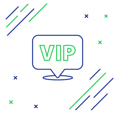 线位置Vip图标隔离在白色背景。色彩斑斓的轮廓的概念。向量