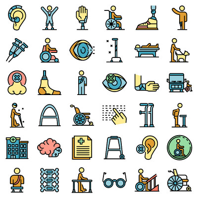 Handicapped icons set vector flat