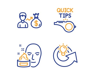 Sallary, Face cream and Tutorials icons set. Share