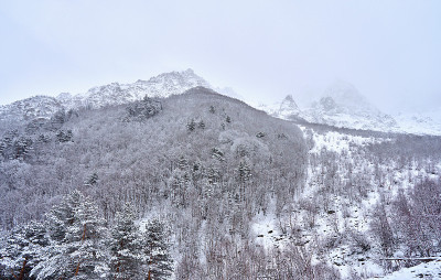 从雪山的高处俯瞰