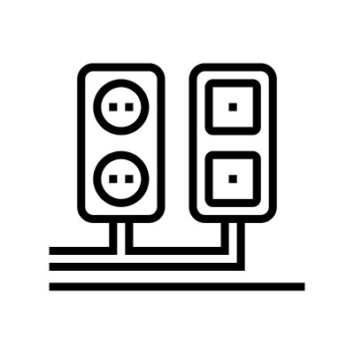 插座和天线输出安装线图标矢量插图