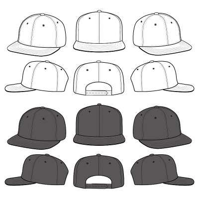 Snapback Cap时尚平面草图模板