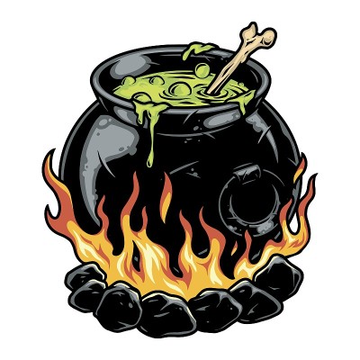 Cauldron of magic potion colorful concept