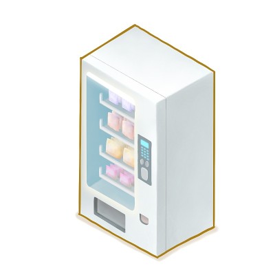 自动贩卖机，售卖自动投币机的技术企业等距卡通图标光栅3D插图