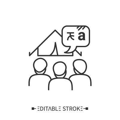 语言阵营线图标。可编辑的图片