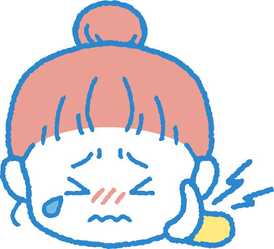 面颊/牙齿酸痛的女孩的插图