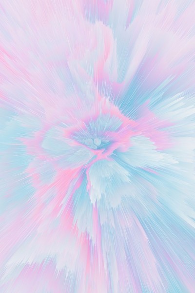 用水彩画，抽象的图像为背景。设计元素为淡粉色和蓝色。几何花，万花筒模糊