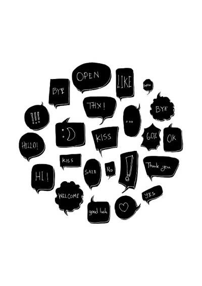泡泡语涂鸦插画圆形式在a4纸墙纸线素描风格eps10