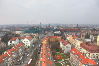 波兰szczecin市的高角度视图