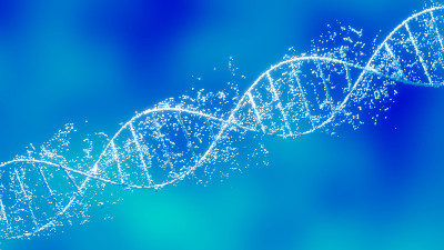 DNA分子结构，螺旋模型。三维图解。